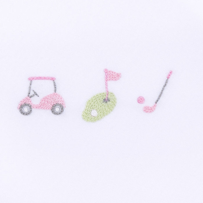 Tiny Tee Time Embroidered Bubble - Pink