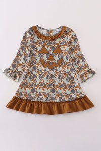 Halloween camouflage applique ruffle dress