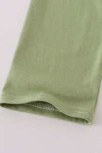 Sage turkey embroidery gingham pants set