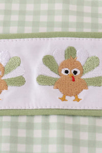 Sage turkey embroidery gingham jonjon