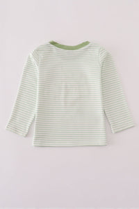 Sage turkey applique stripe top