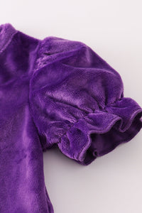 Purple Halloween witch applique velvet bloomer set