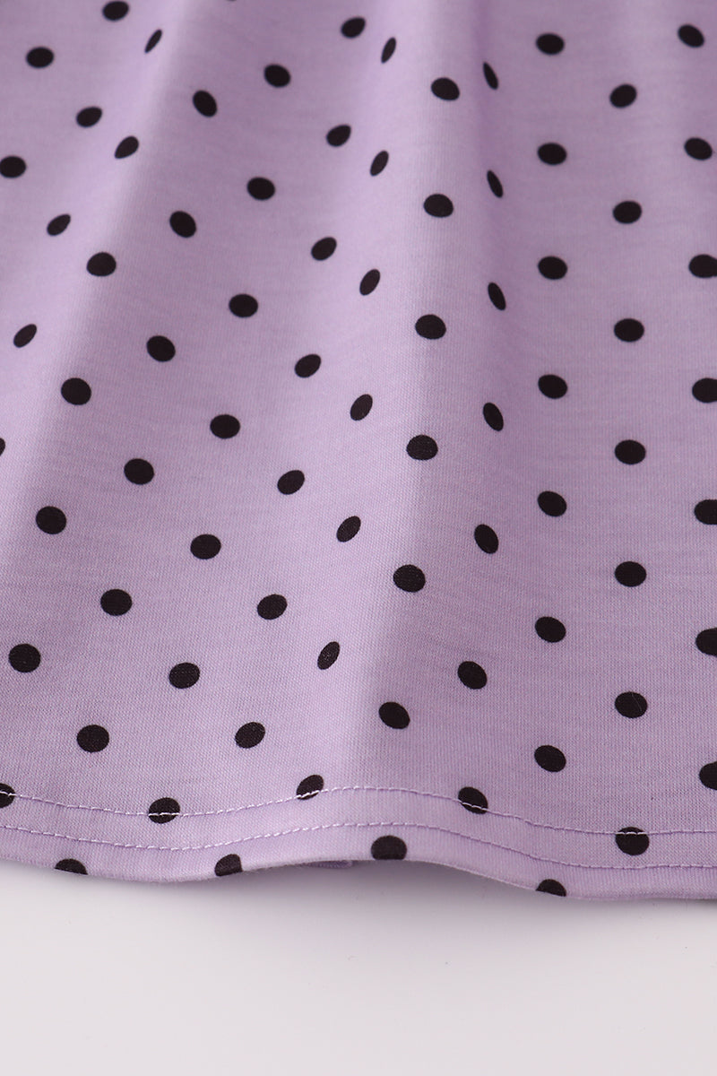 Purple Halloween dot witch embroidery dress