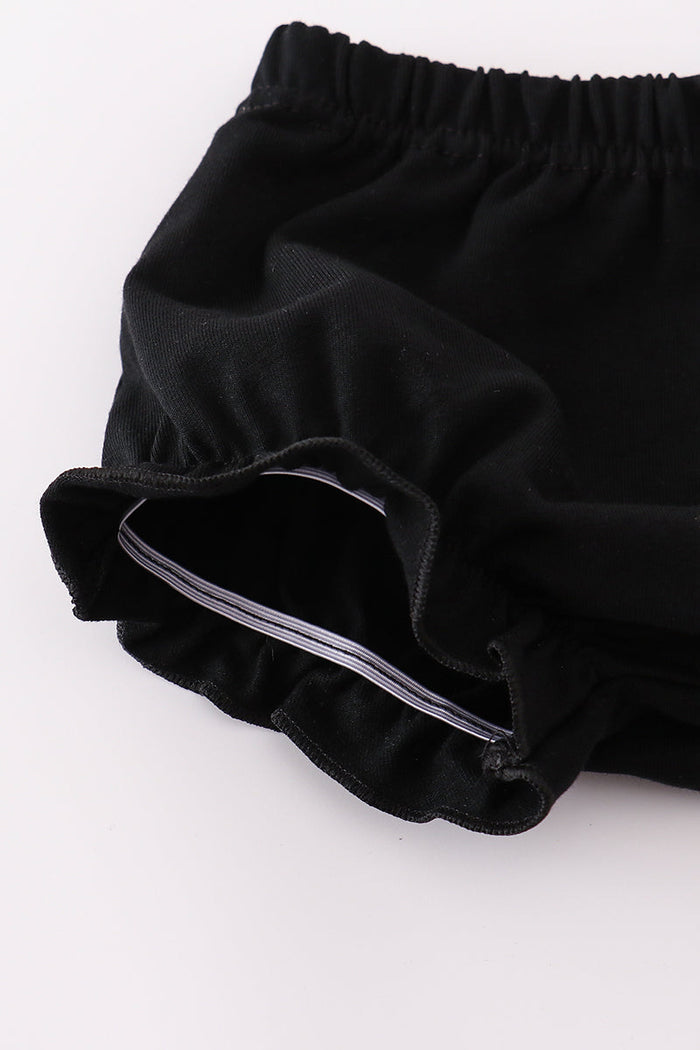 Purple Halloween dot witch embroidery bloomer set