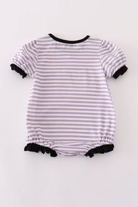Purple Halloween spider embroidery stripe ruffle bubble