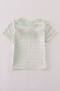 Green turkey embroidery stripe top
