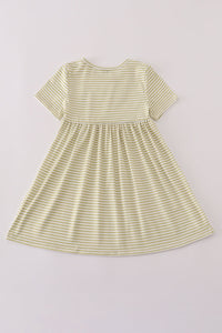 Pinecone embroidery stripe dress