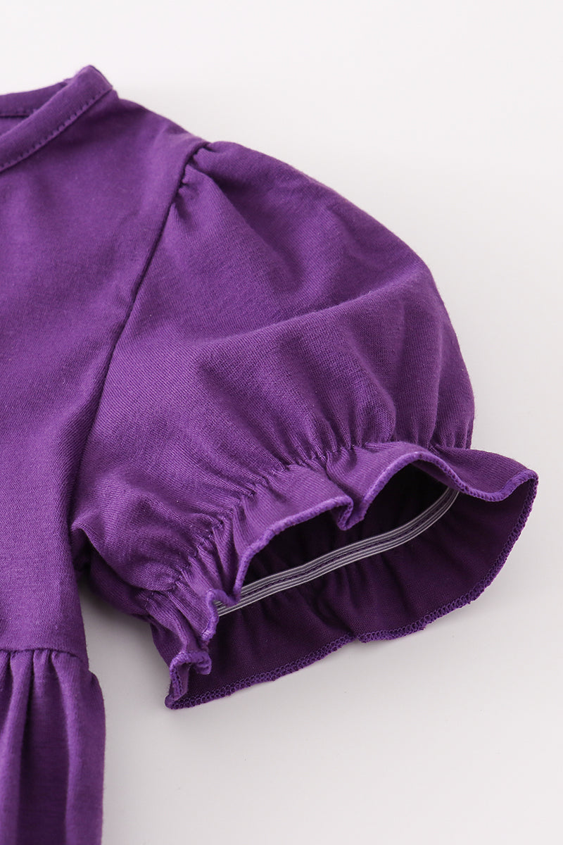 Purple halloween witch applique pants set