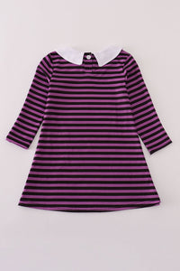 Purple halloween cat stripe dress 2pc set