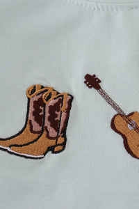 Blue boots embroidery pants set