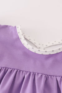 Purple spider embroidery ruffle dress
