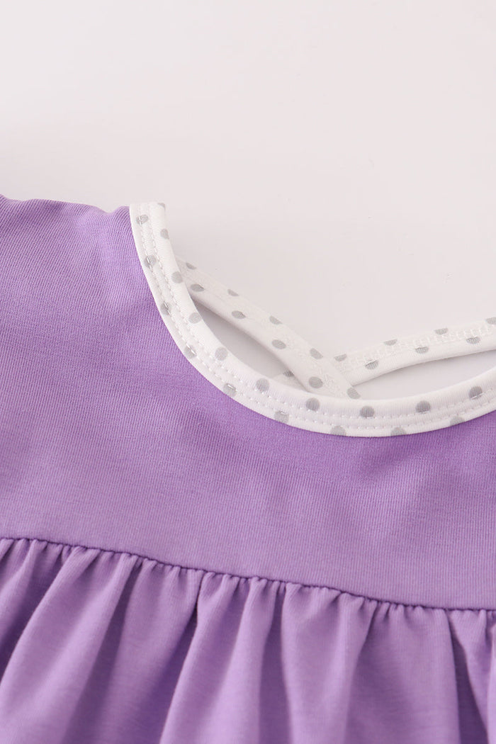 Purple spider embroidery ruffle dress