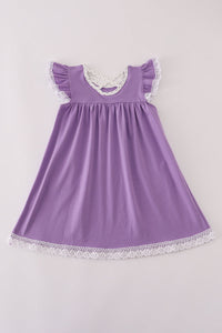 Purple spider embroidery ruffle dress
