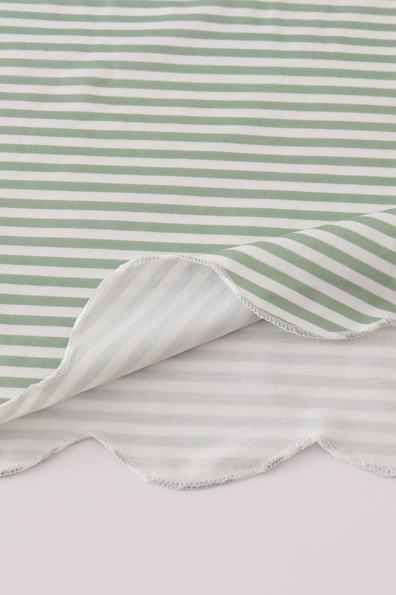 Green turkey french knot stripe pants set