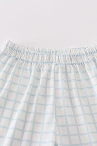 Blue checkered strap girl set