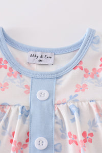 Blue bow lattice print  bloomer set