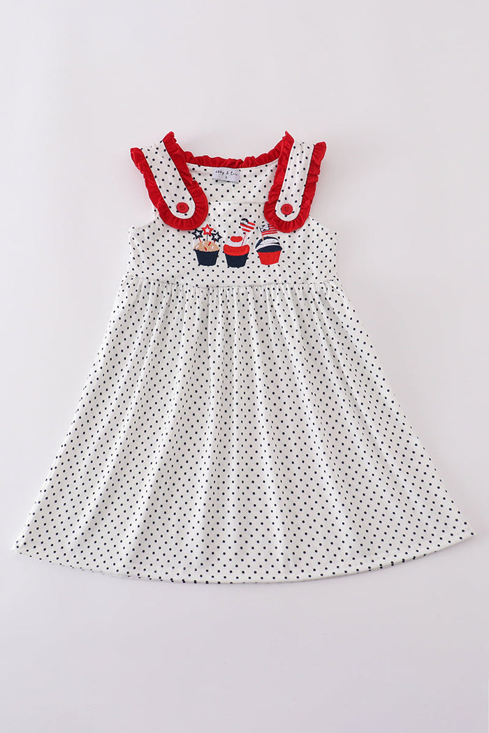 Red cake embroidery dot dress