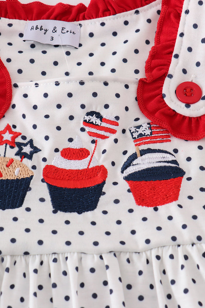 Red cake embroidery dot dress