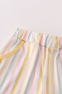 Rainbow stripe shorts set