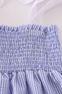 Blue stripe seersucker smocked mom&me dress