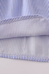 Blue stripe seersucker smocked mom&me dress