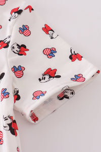 Character print bow applique mom&me dress