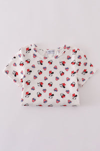 Character print bow applique mom&me dress