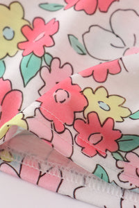 Pink floral embroidery dress