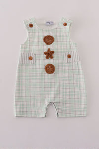 Green plaid sea shell french knot jonjon