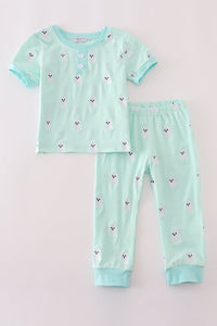 Green ghost embroidery pajamas set