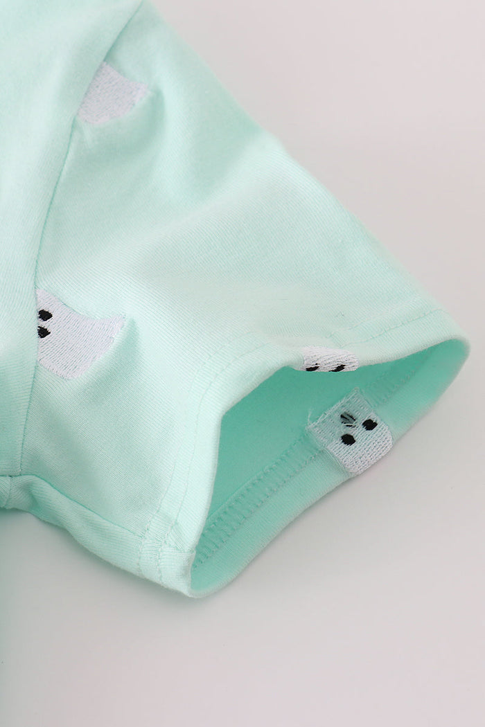 Green ghost embroidery top