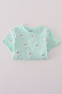 Green ghost embroidery top