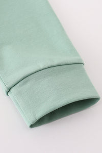 Sage pumpkin french knot top