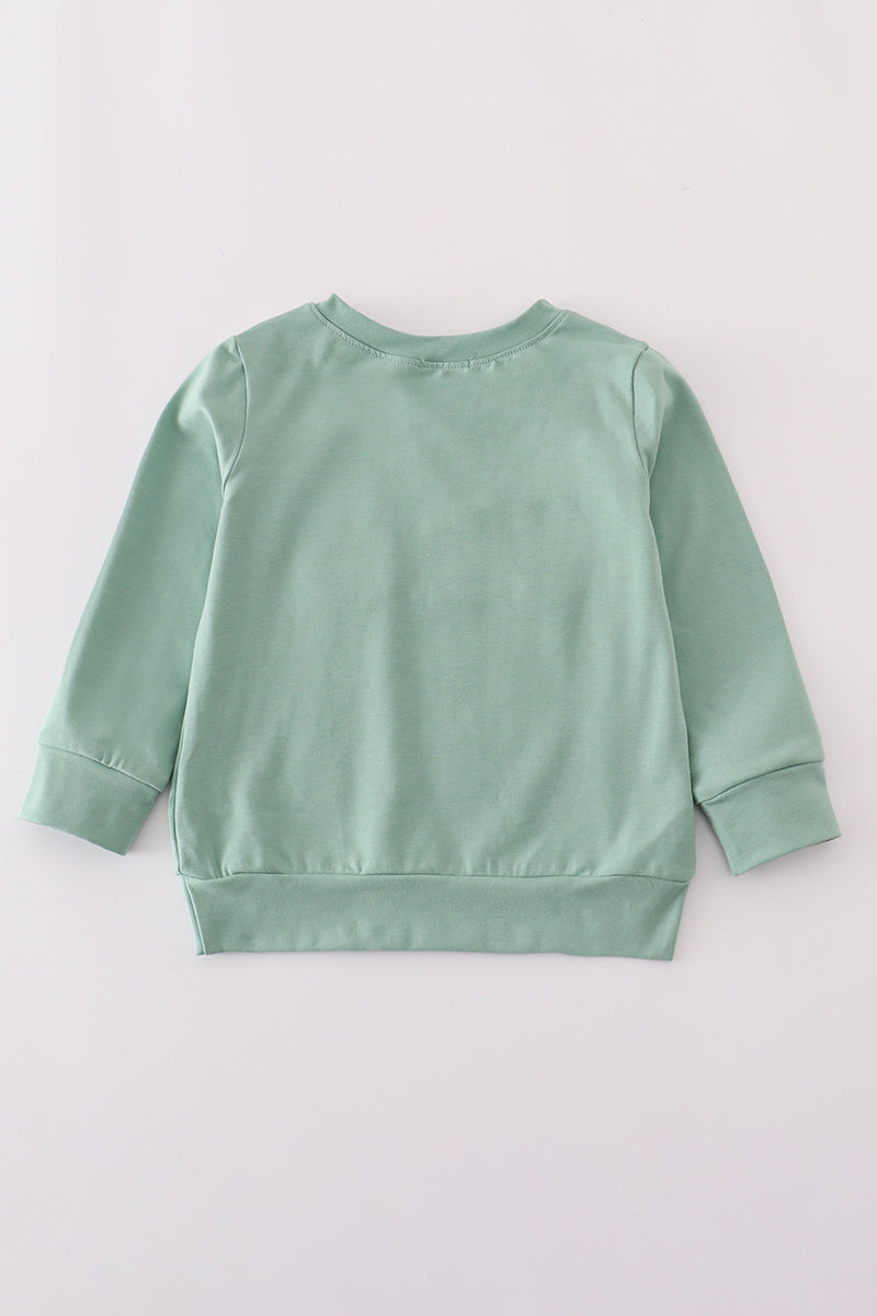 Sage pumpkin french knot top