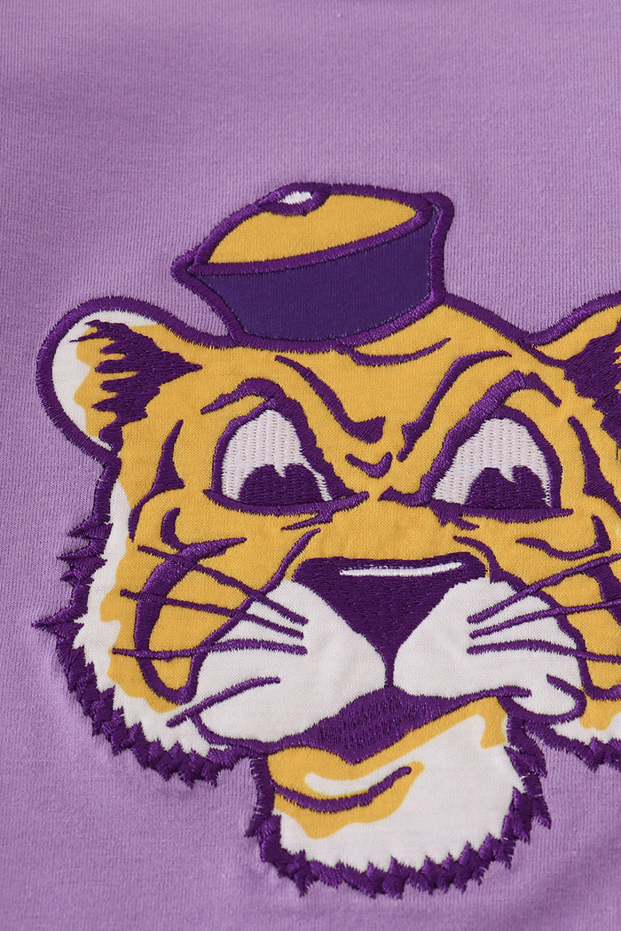 Purple LSU applique bow skorts set