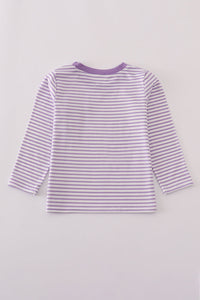 Purple LSU embroidery stripe top