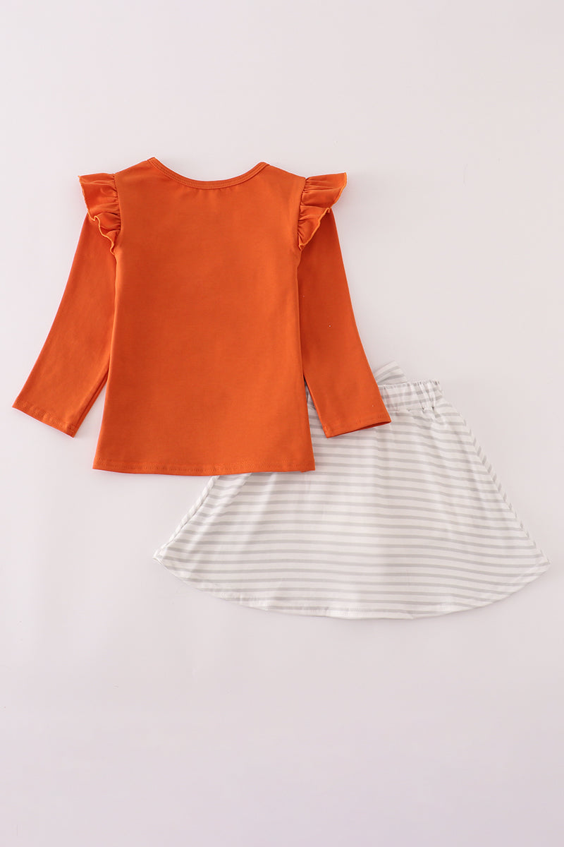 Rust Texas embroidery bow skorts set