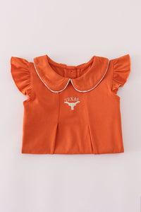 Rust Texas embroidery ruffle pants set