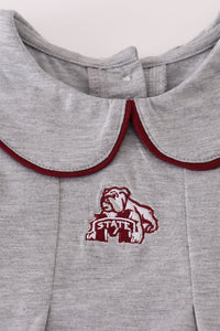 Maroon Mississippi embroidery ruffle pants set