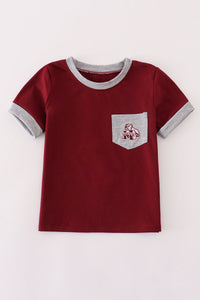 Maroon Mississippi embroidery top