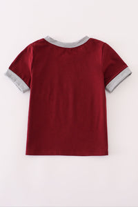 Maroon Mississippi embroidery top