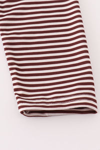 Brown turkey french knot stripe top