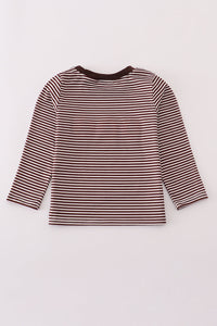 Brown turkey french knot stripe top