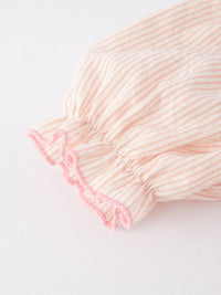 Valentine's Day Baby Girls Letters Heart Smocking Embroidered Stripes Romper