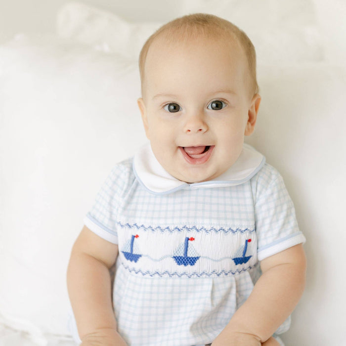 Ahoy Baby Classics Smocked Bubble - Light Blue