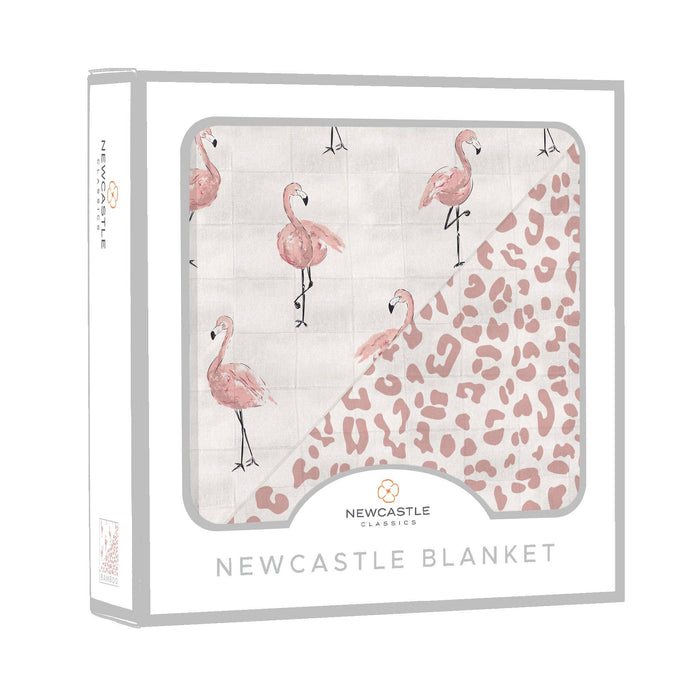 Dancing Flamingo and Little Leopard Newcastle Blanket