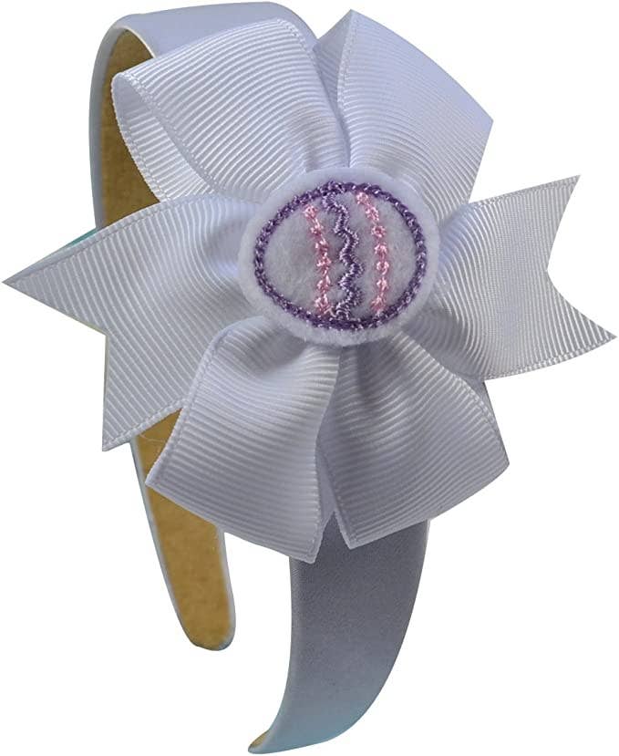 Easter Egg on Grosgrain Hair Bow Satin Arch Headband