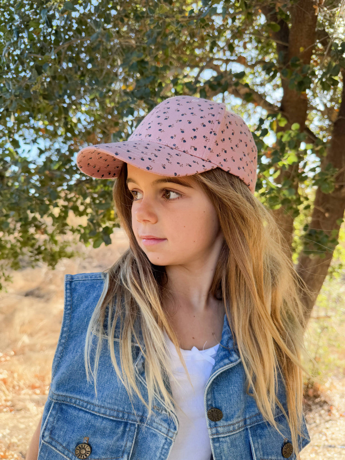Girls Baseball Hat- Ditsy Floral- Mauve (2-6/7Y)