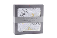 Vintage Bicycle Hooded Towel and Washcloth Set