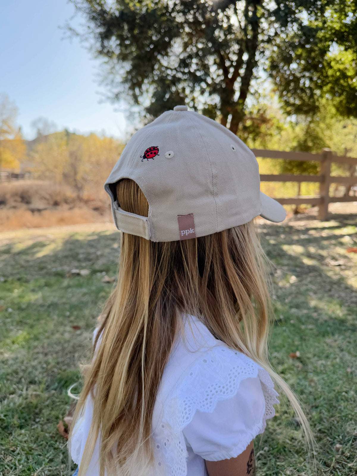 Kids Baseball Hat - Natural / Ladybug - (Girls 2-6/7y)